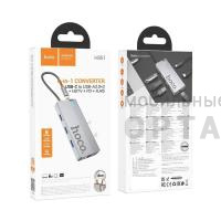 USB-концентратор HOCO HB51 Wow 6-в-1, алюминий, кабель Type-C, HDTV, RJ45, PD, 3 USB 3.0, серый USB-концентратор HOCO HB51 Wow 6-в-1, алюминий, кабель Type-C, HDTV, RJ45, PD, 3 USB 3.0, серый